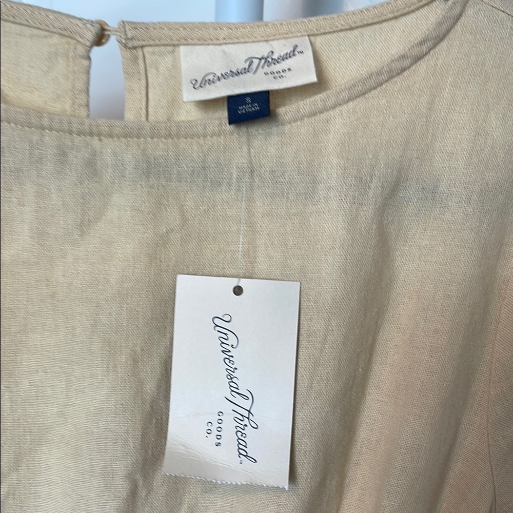Universal Thread Tan Long Sleeve Linen Dress with Cut Outs - Picture 2 of 7